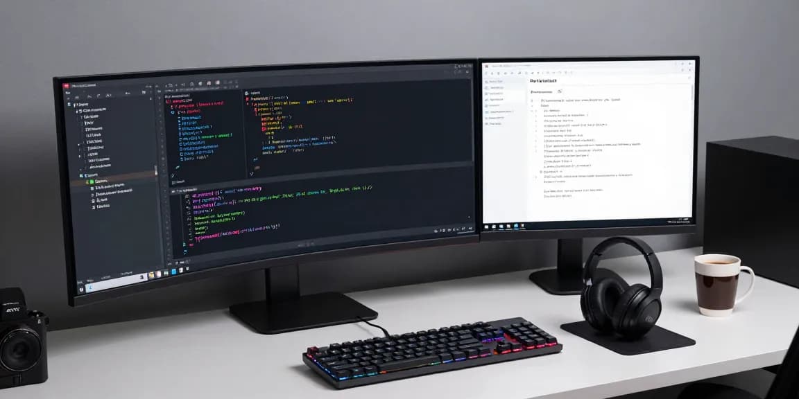 GI8EE software development workspace with modern tech setup and coding tools.