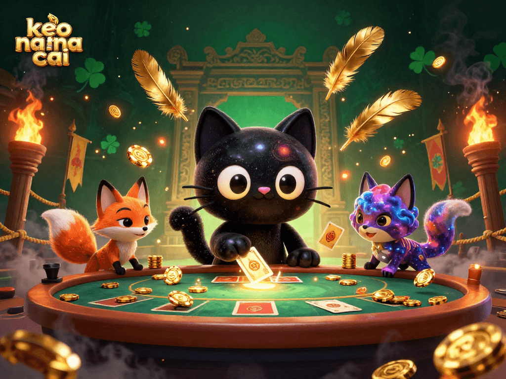 Experience the excitement of keo nha cai with our cosmic casino scene, showcasing captivating characters and dynamic elements.