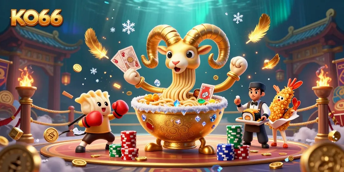 Engage with KO66’s dynamic casino gaming scene featuring vibrant characters and thrilling elements.