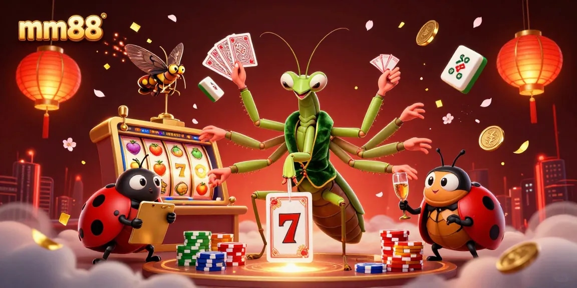 Experience thrilling mm88 action with vibrant slots and dynamic characters in a luxurious casino setting.