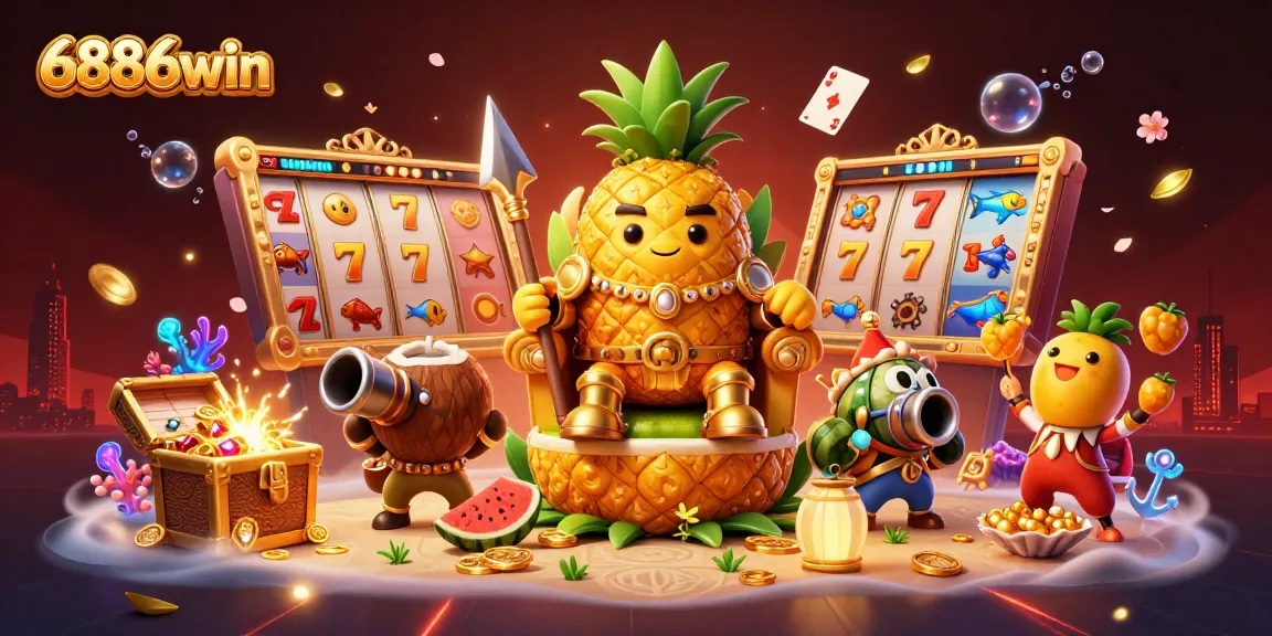 Spin the reels at 6886win with vibrant characters and thrilling jackpot elements in a dynamic casino scene.
