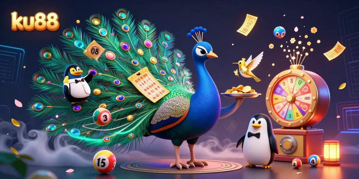 Engage with ku88's thrilling lottery experience, showcasing vibrant balls and sparkling prizes.