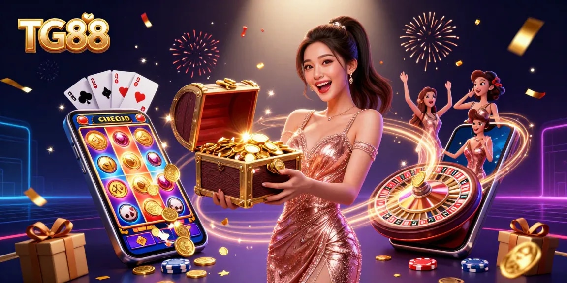 Experience exhilarating gaming adventures with TG88 at a vibrant online casino scene.