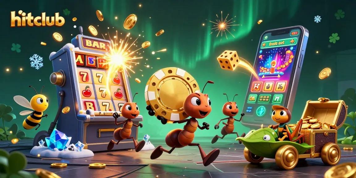Watch the hitclub team of ants strategizing their jackpot heist in this vibrant casino scene.