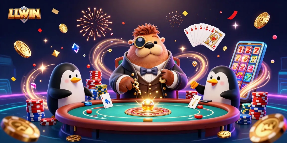 Experience thrilling gameplay at LLWIN with cartoon characters engaged in an underwater poker game.