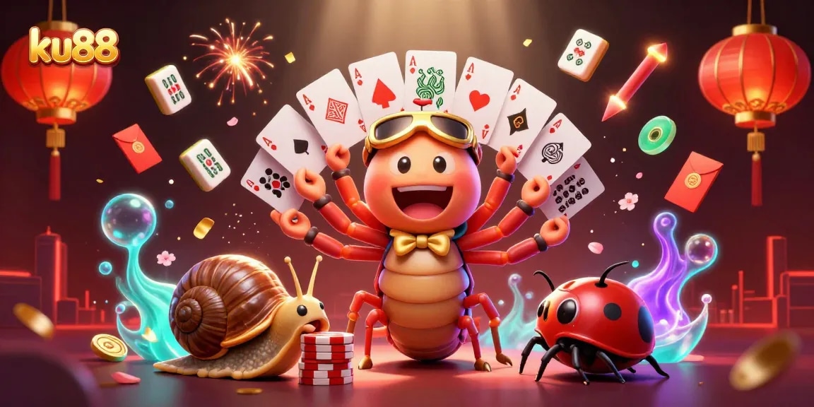 Experience thrilling gaming at ku88 with a vibrant 3D casino scene showcasing unique characters and dynamic elements.