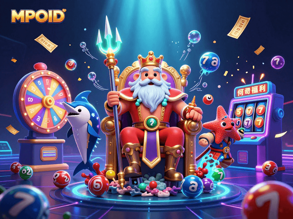 Experience MPOID's exciting features with jackpot slots surrounded by colorful game elements.