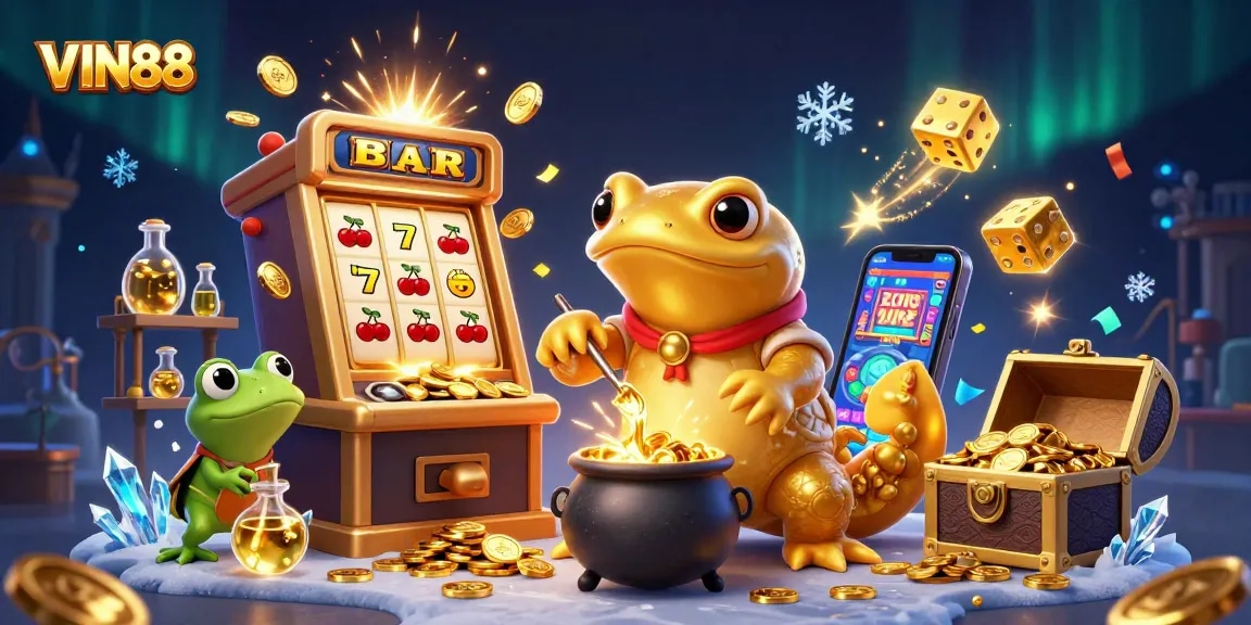 Discover winning opportunities at VIN88 with a vibrant casino scene featuring dynamic gaming elements.