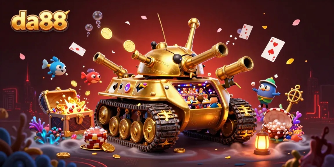 Experience thrilling gameplay at da88 with a vibrant, dynamic casino tank illustration.