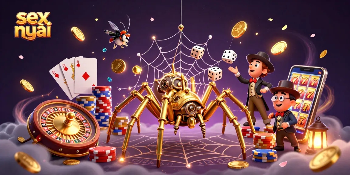 Engage in the thrilling world of sex mới through this dynamic casino scene featuring golden spider and cheerful fly.