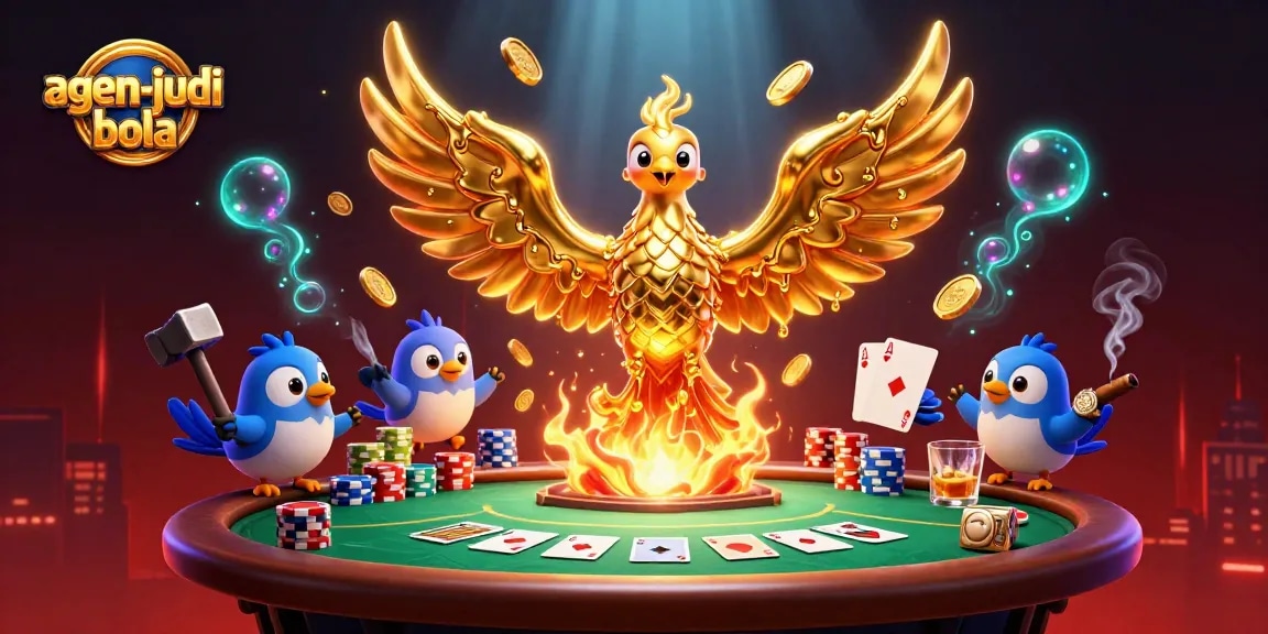 Engage in exciting bets at agen-judi-bola, where golden phoenixes and poker action collide.