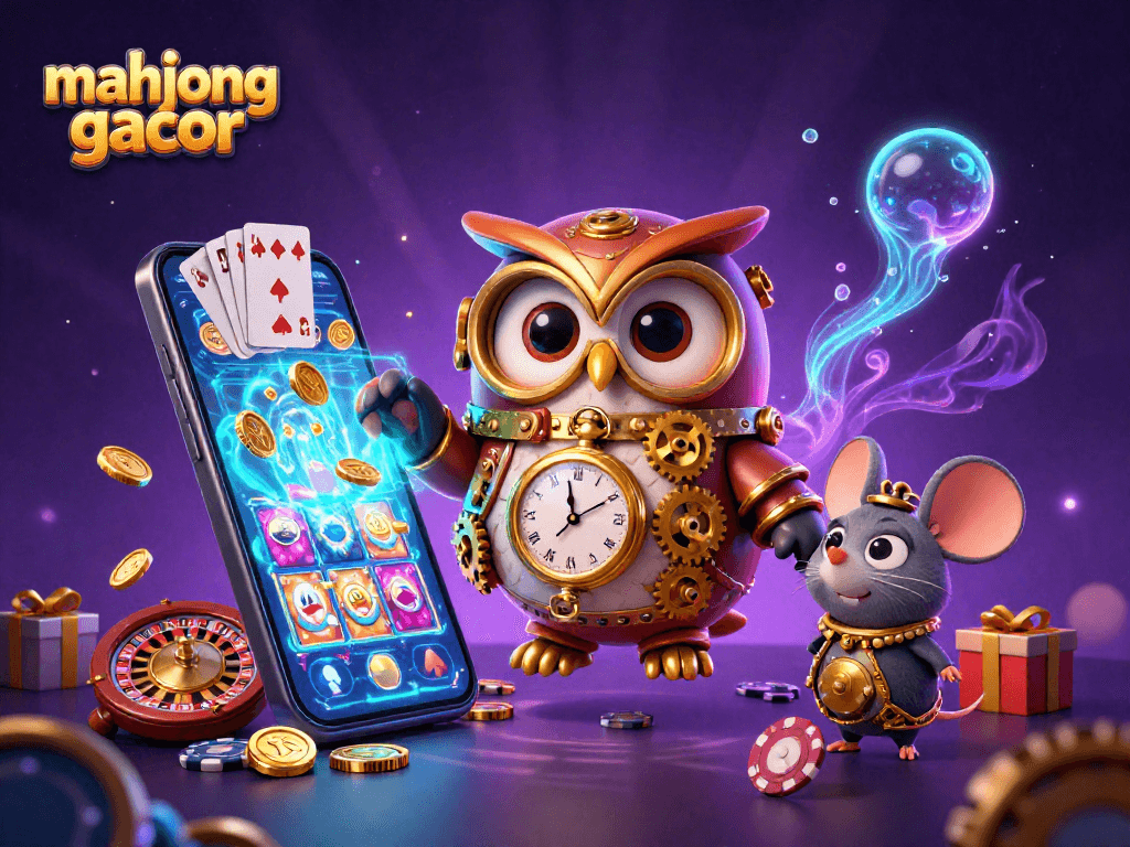 Engage with mahjong gacor in a vibrant 3D casino scene showcasing colorful slots and immersive game elements.