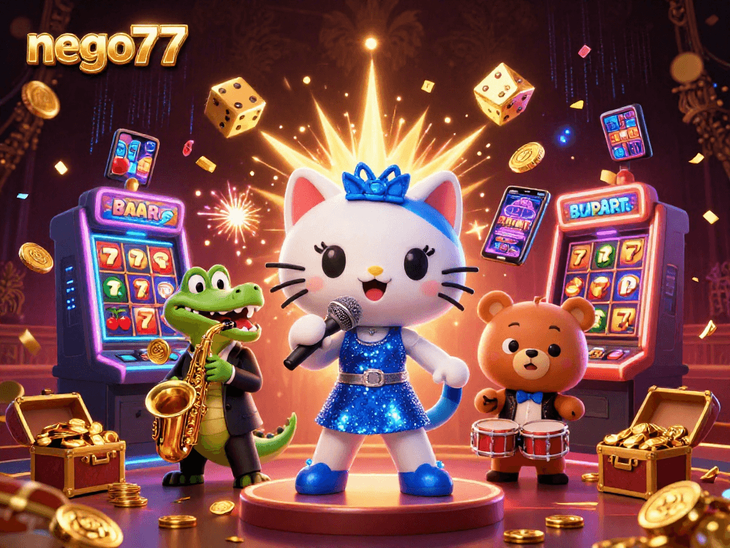 Spin the reels at nego77 as colorful characters bring the vibrant casino atmosphere alive!