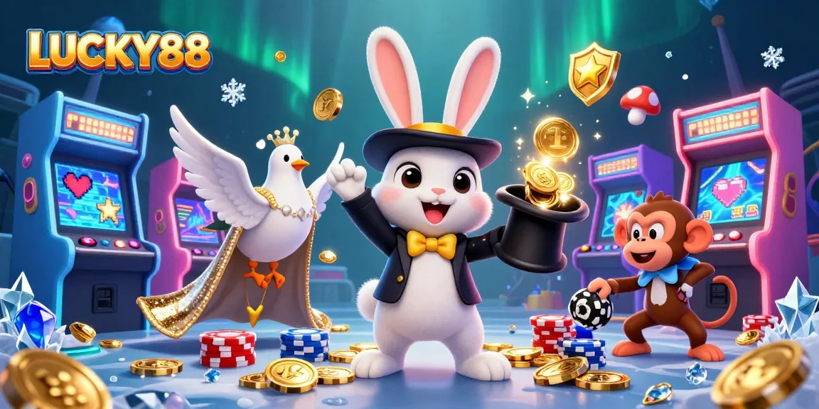 Play and win with LUCKY88 in an exciting 3D casino adventure filled with magic and treasure!