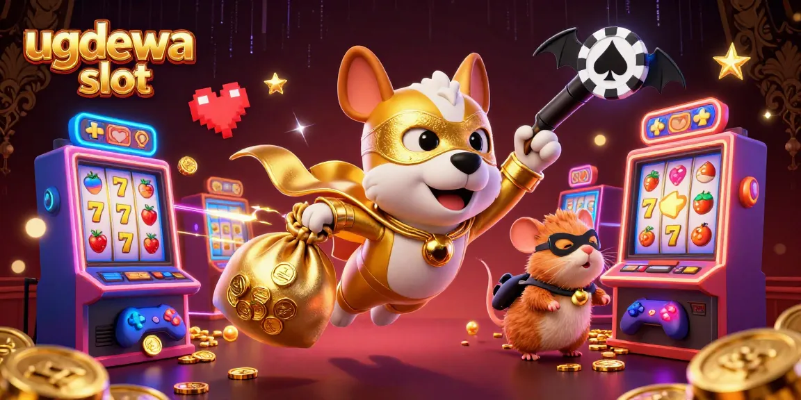 Engage with the ugdewa slot adventure featuring a superhero dog and vibrant casino elements.
