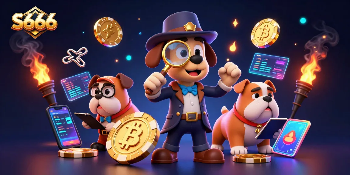 Play with S666 in a vibrant casino scene featuring a detective uncovering hidden treasures.