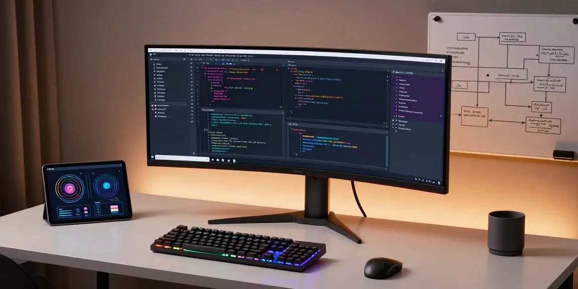 GO8 digital platform showcasing advanced coding and software development in a modern workspace.