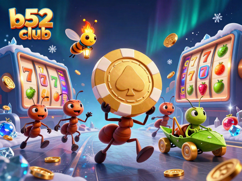 Experience the excitement of the b52 club in this vibrant casino heist illustration, featuring dynamic gambling elements.