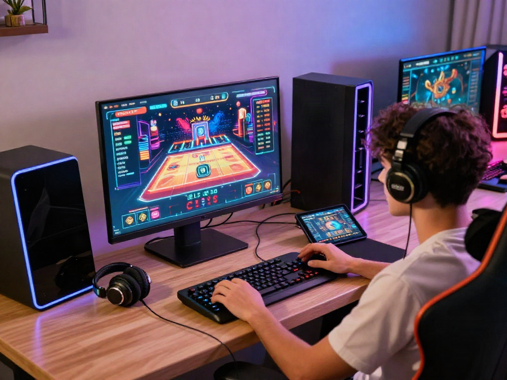 Engaged player using sv88 online gaming platform in a high-tech environment.