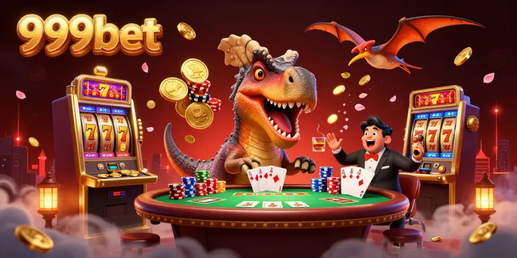 Experience thrilling jackpots at 999bet with a vibrant casino scene filled with action and excitement.