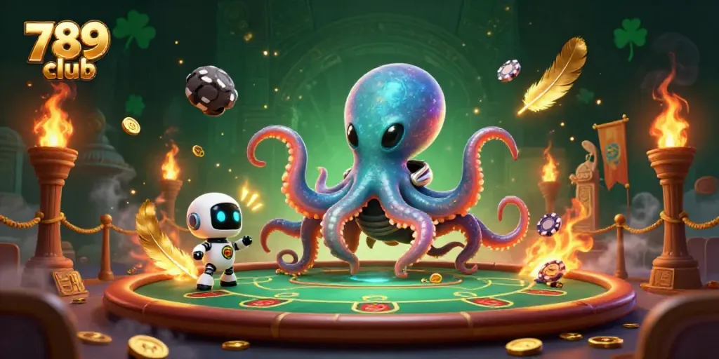 Engage with thrilling poker games at 789 club in a vivid alien-themed casino scene.