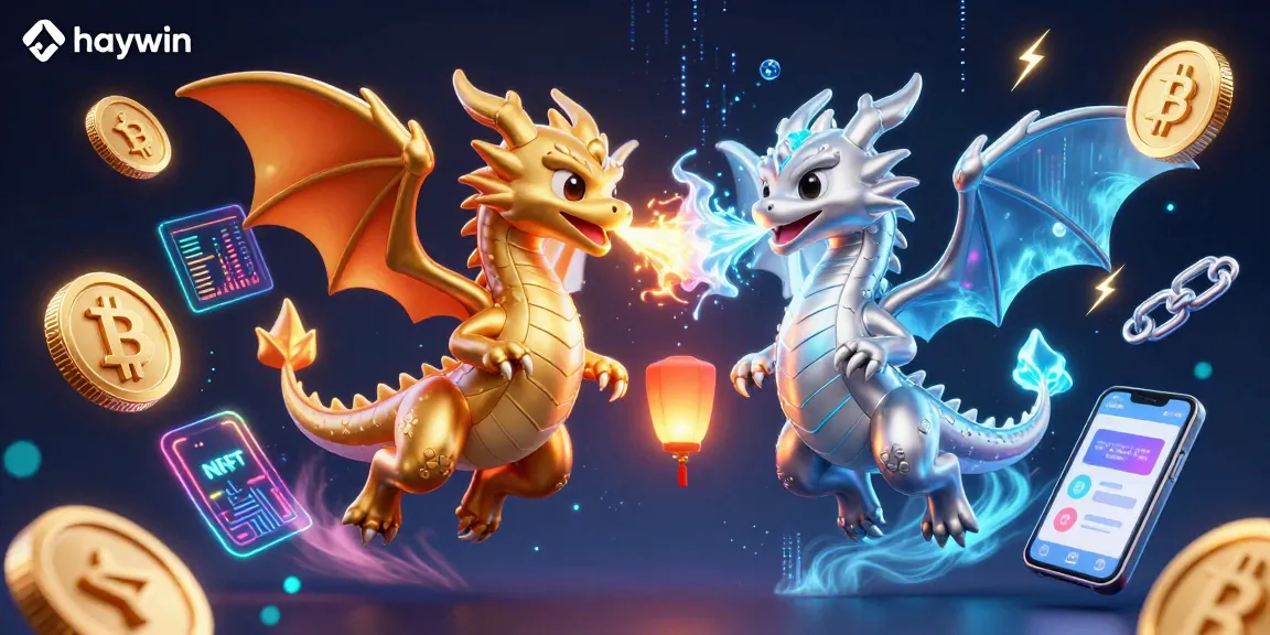 Experience thrilling gameplay with haywin as twin dragons unleash fiery and icy powers amidst digital riches.