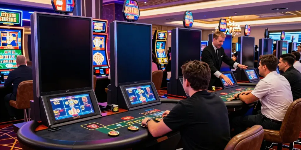 Exciting online casino scene at https://ku88vt.com/ with players enjoying various games in a vibrant setting.