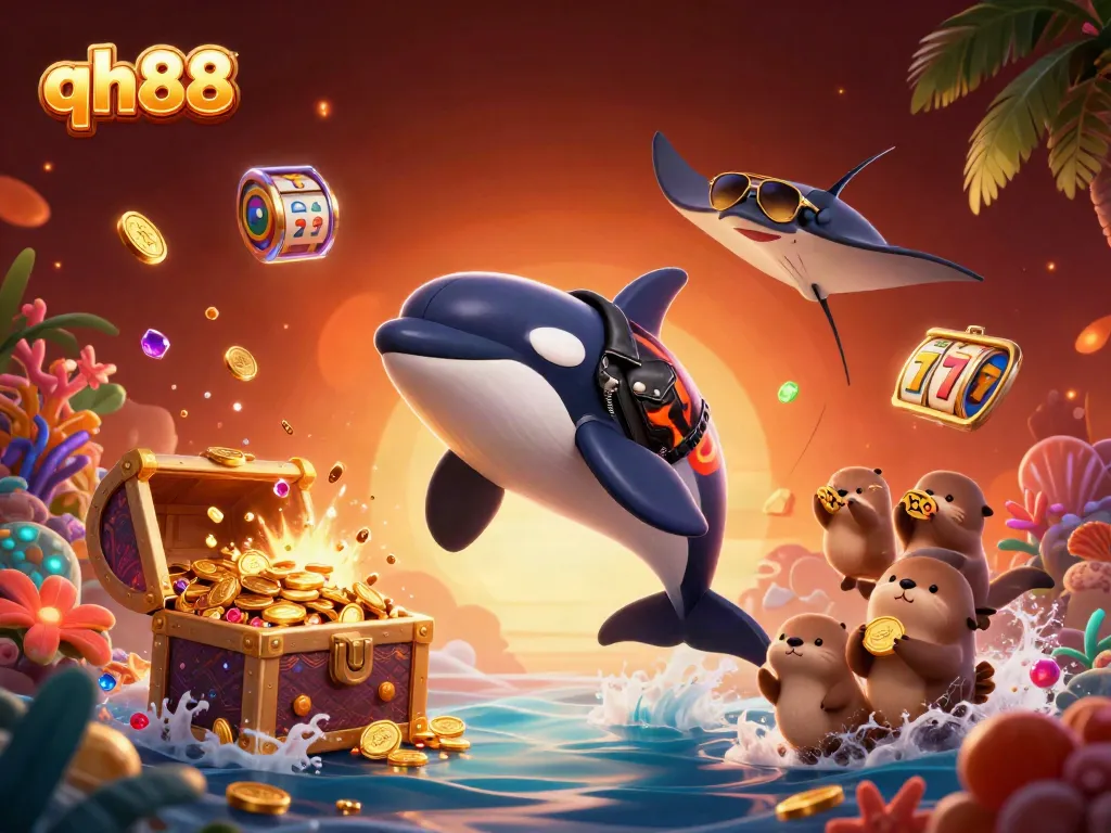 Experience qh88's thrilling underwater casino adventure with lively characters and treasures.