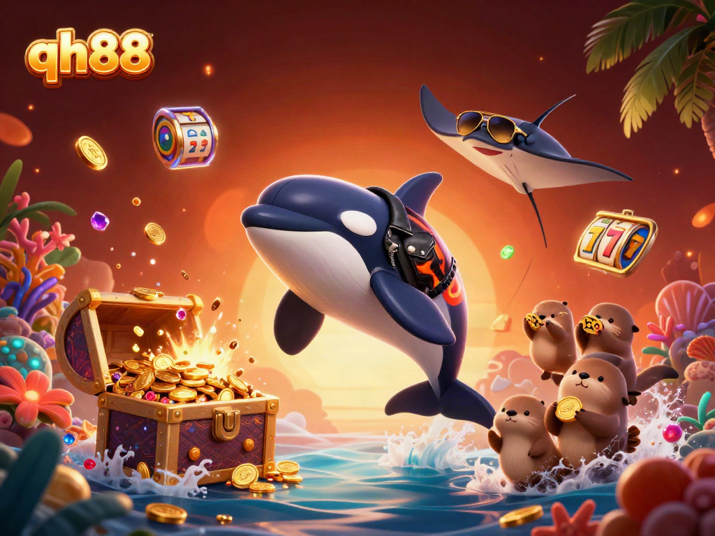 Experience qh88's thrilling underwater casino adventure with lively characters and treasures.