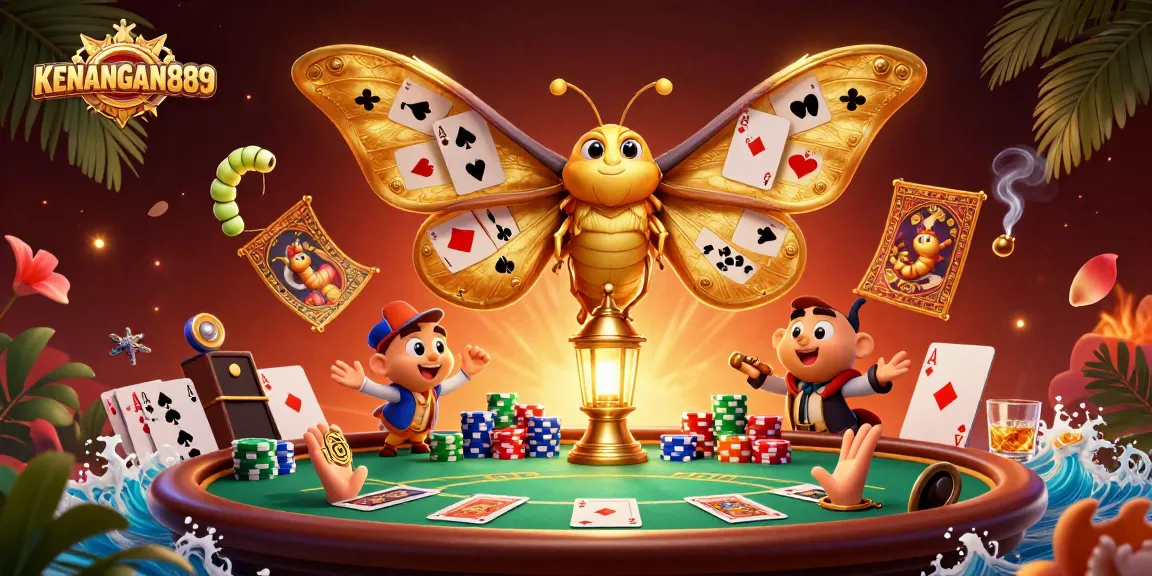 Play exciting poker action with KENANGAN889, featuring vibrant chips and dynamic game elements.