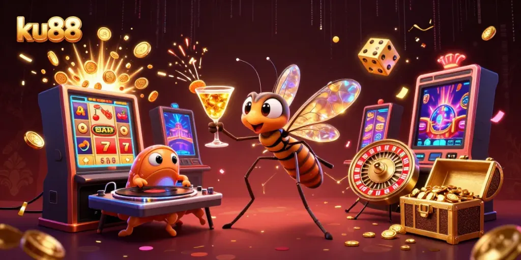 Engage with ku88's vibrant casino scene featuring unique characters and exciting game elements.