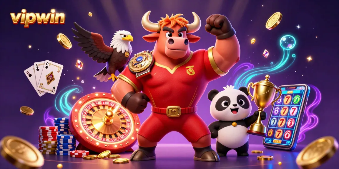 Engage in thrilling gameplay at vipwin with a vibrant scene showcasing characters celebrating victory amidst cascading coins and casino elements.