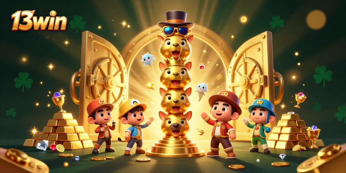 Experience the thrill of winning at 13win with vibrant casino elements and engaging characters.