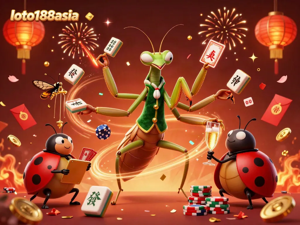 Watch loto188asia come alive with dynamic card dealing and festive elements in this vibrant 3D casino scene.