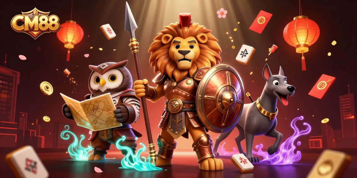 Experience thrilling gameplay with CM88 and its vibrant casino elements in this dynamic 3D illustration.