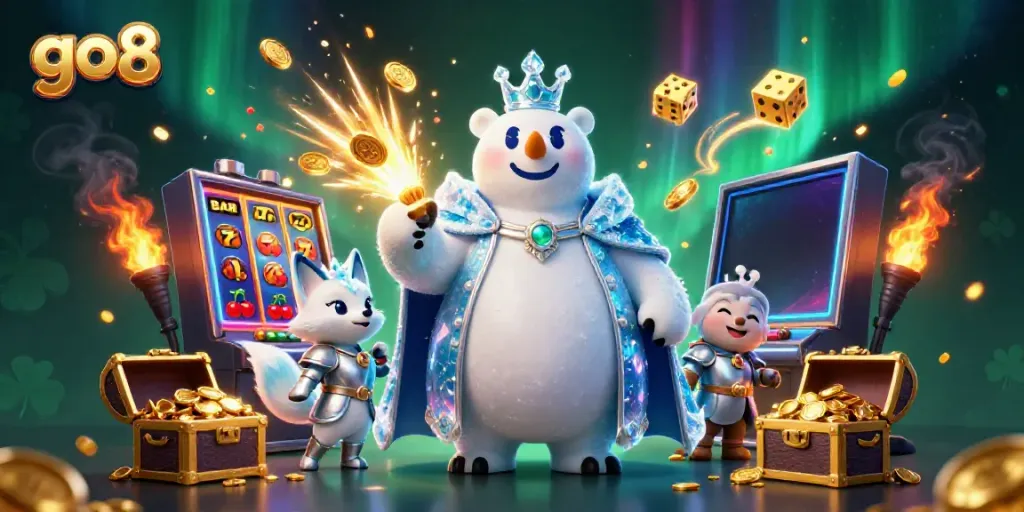 Experience thrilling gaming at go8 with jackpot symbols and vibrant casino elements.
