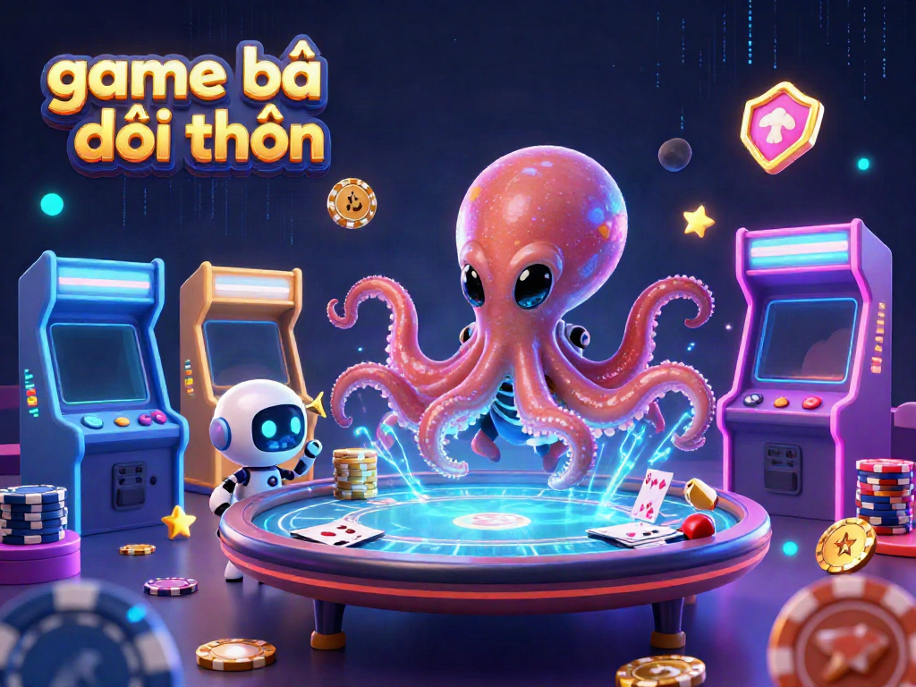 Experience excitement in the game bài đổi thưởng universe with a dynamic alien octopus at a holographic poker table.