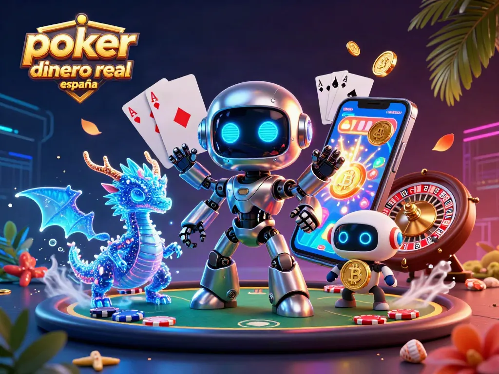 Disfruta de emocionantes partidas de póker online con dinero real en España con esta ilustración vibrante.