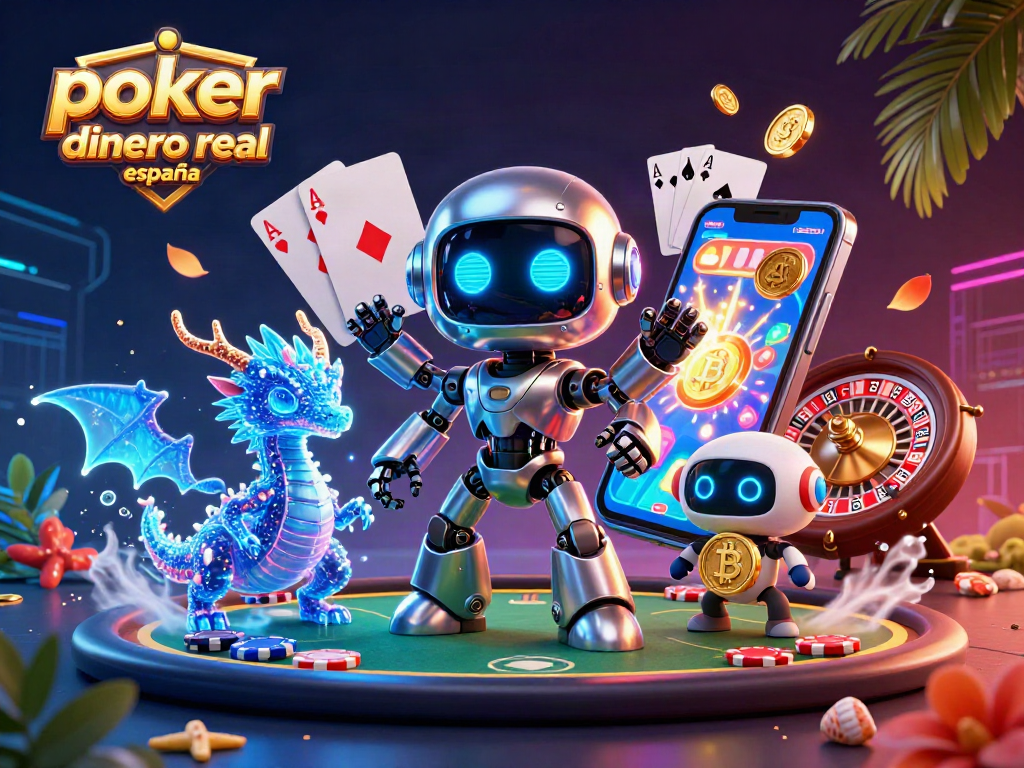 Disfruta de emocionantes partidas de póker online con dinero real en España con esta ilustración vibrante.