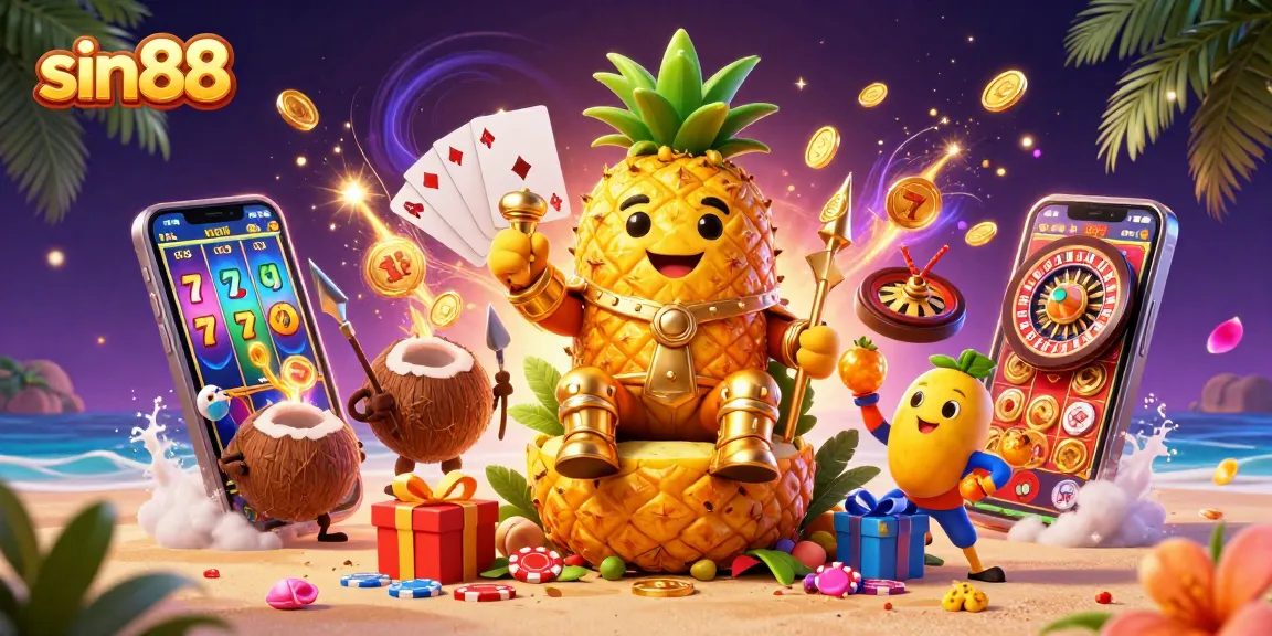 Engage with sin88 and spin the reels in a vibrant casino illustration filled with adventure.