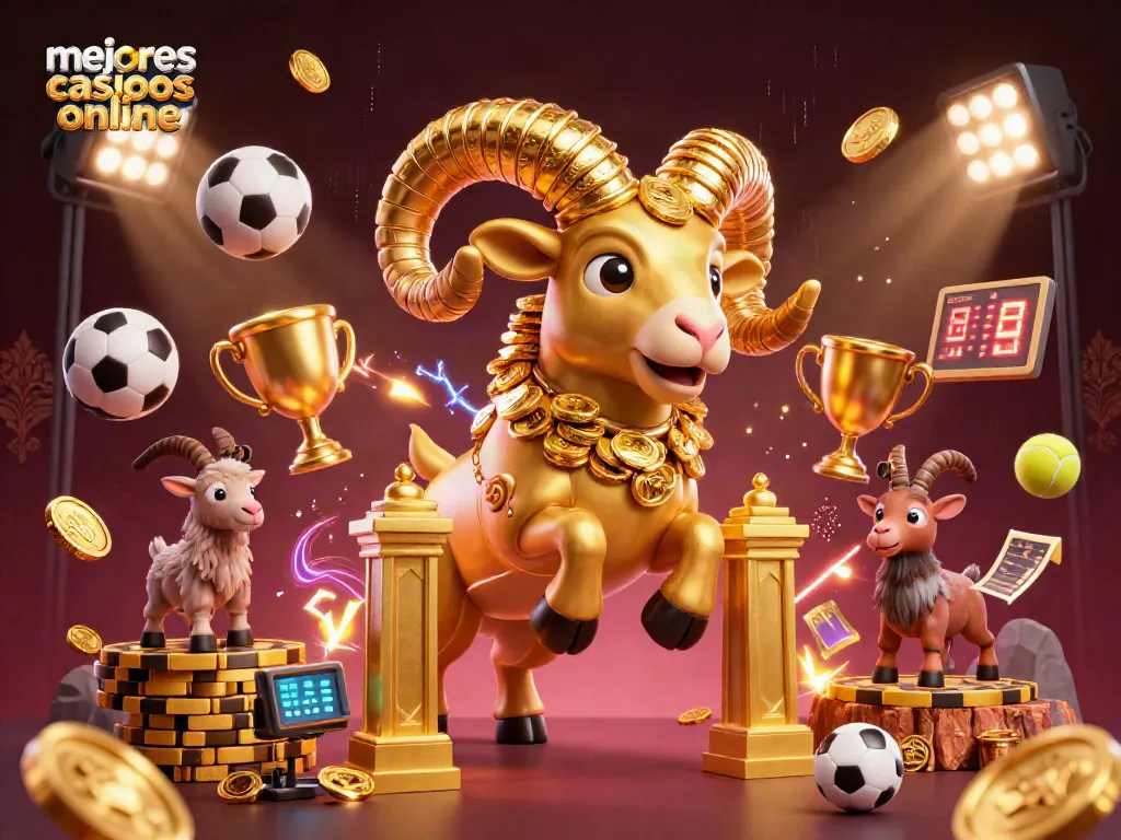 Mejores casinos online con ramos dorados y símbolos de fortuna en una ilustración vibrante.