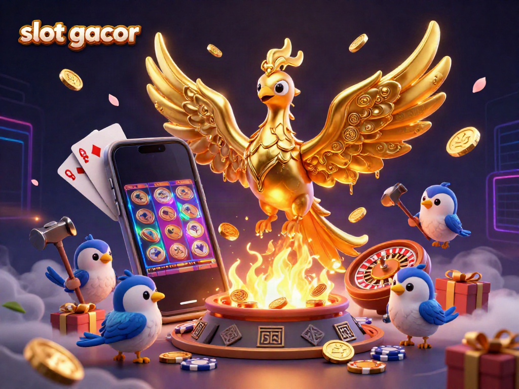 Experience thrilling winning moments with slot gacor featuring a molten gold phoenix and vibrant gaming elements.