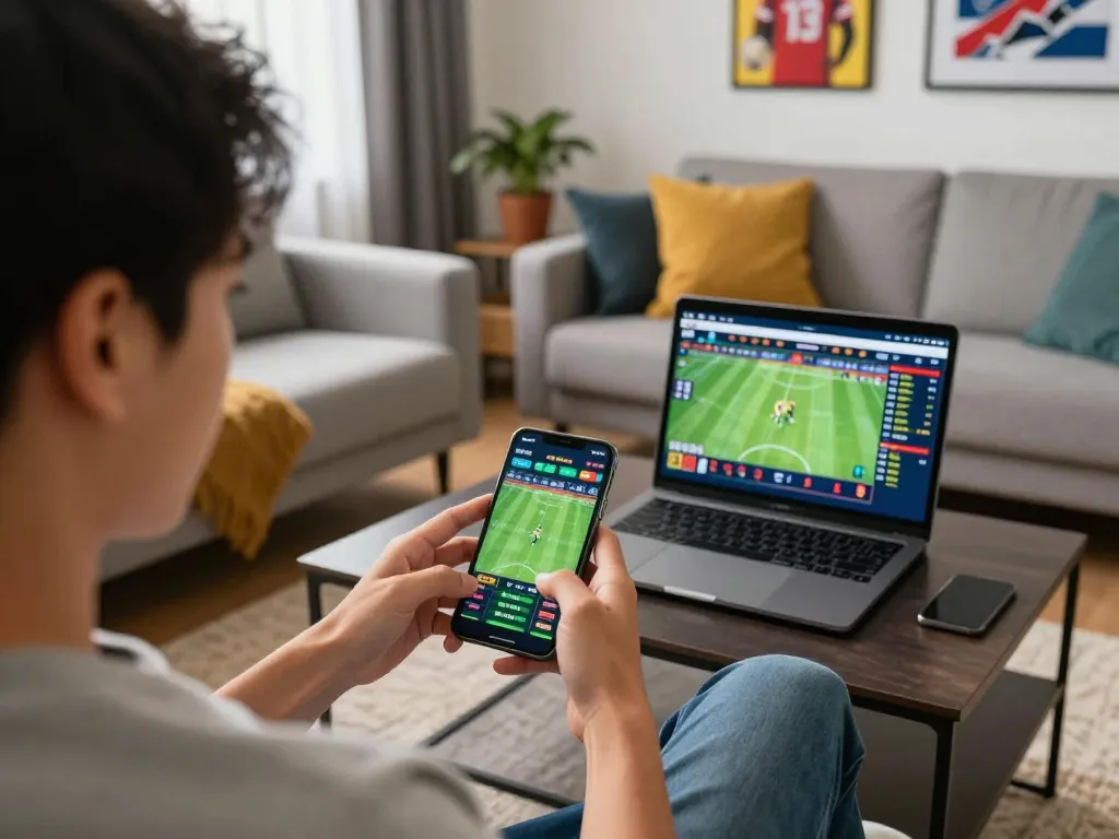 Betting on sports via smartphone at home shows the excitement and strategy of 78wingo.