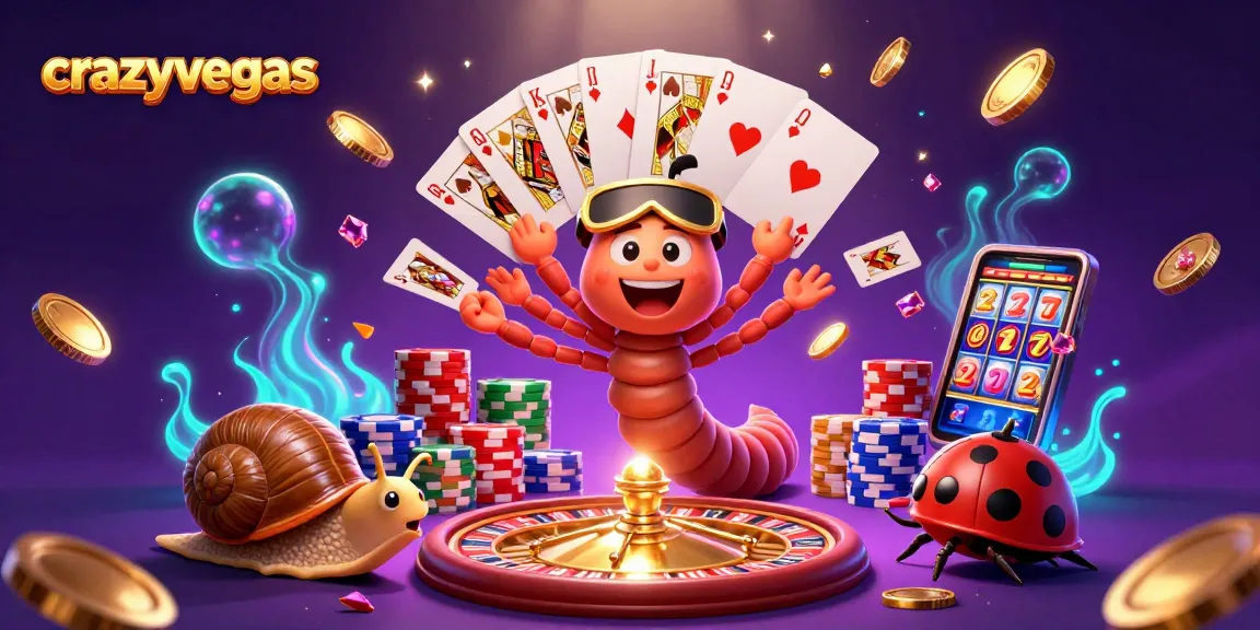 Cascade of golden coins and sparkling gems around crazyvegas' vibrant casino scene filled with playful characters.