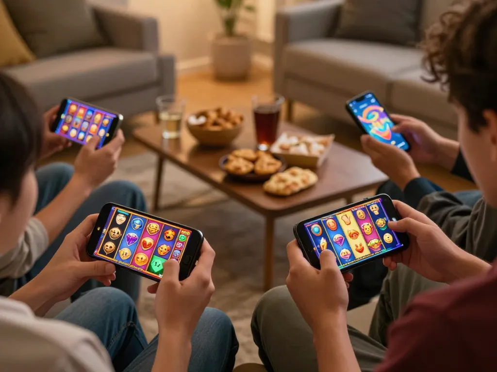 Play SLOT88 online game on smartphones, showing vibrant graphics and excitement during gameplay.