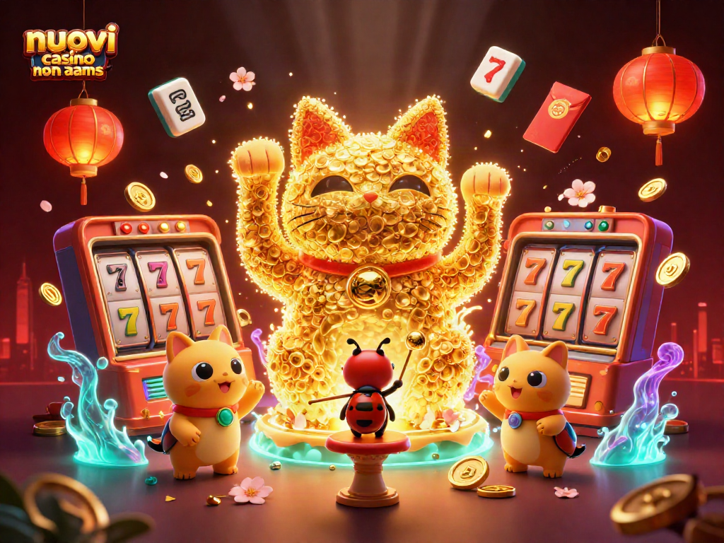 Scopri i rivoluzionari nuovi casino non aams, con simboli del casinò e un'atmosfera luminosa.