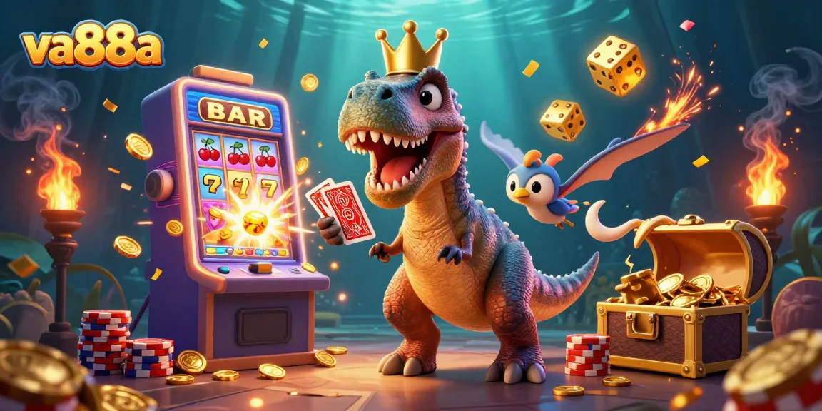 Experience thrilling gameplay at va88a with exciting cartoon characters in a vibrant casino setting.