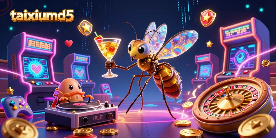 Experience excitement at taixiumd5, with a lively scene featuring a casino mascot and gaming elements.