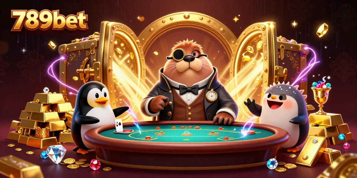 Experience thrilling poker action at 789bet with a walrus and penguin in an underwater casino.