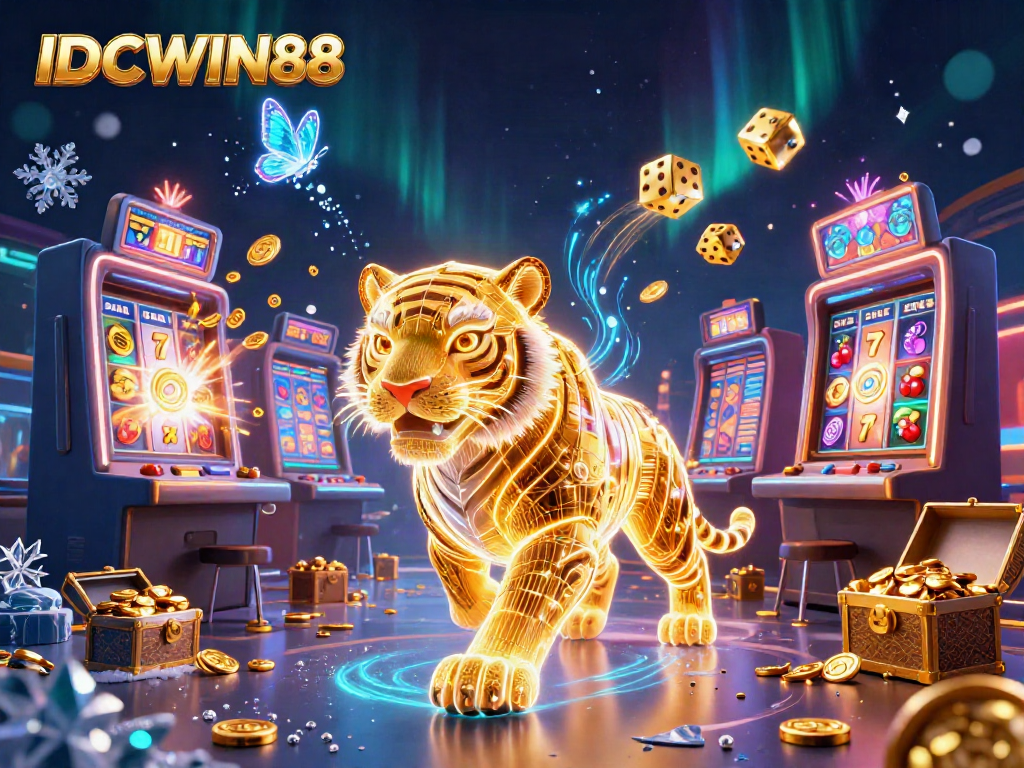 Experience the thrilling world of IDCWIN88 with visual bursts of casino games and jackpots.